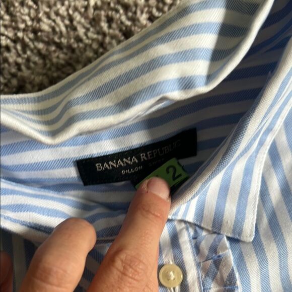 Womens Banana Republic Dillon Shirt Blue and White Striped Button Down Shirt - Picture 3 of 5